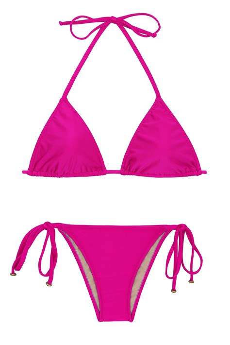 Two Piece Swimwear Pink Fuchsia Triangle Bikini Amaranto Lacinho