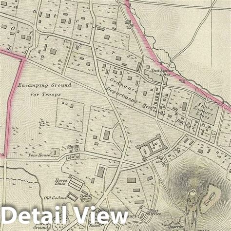 Historic Map Plan Of Sitabuldi Nagpur India Pharoah 1854 Vintag