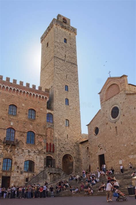 piazza duomo san gimignano editorial photo image of cathedral medieval 107485216