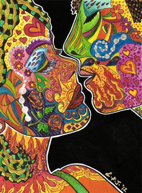 Just Before The Kiss 13000 Psychedelic Art Hippie Art Painting