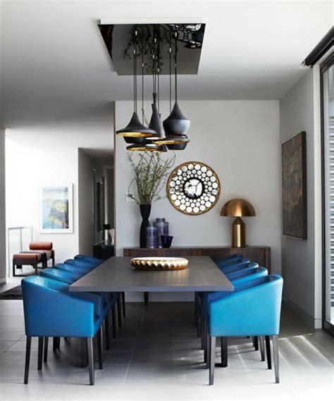 Muebles De Salon Modernos Comedor Con Colores Frescos Sillas An Azul
