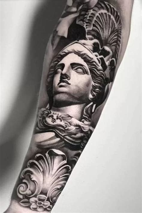 Athena Realistic Statue Tattoo Tattoogoto