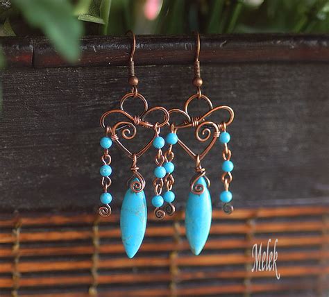 Copper Turquoise Dangle Earrings Melekdesigns Flickr
