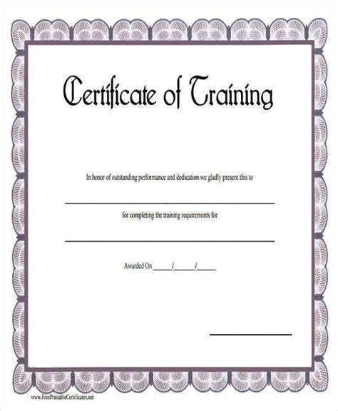Free Printable Training Certificates Template Printable Templates