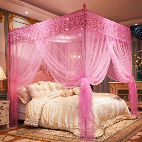 Use a thick patterned fabric to make a canopy that doubles as a headboard. Mosquito Net for Bed Canopy, 4 Corner Post Curtains Bed ...