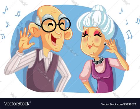 Old Senior Couple Listening To Music Cartoon Vector Image