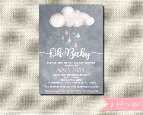 Baby Shower Invitation Cloud Baby Shower Invitation Girl Baby Shower