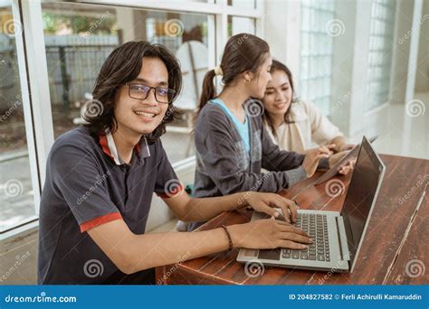 Portrait Students Working In Groups Stock Photo Image Of Looking