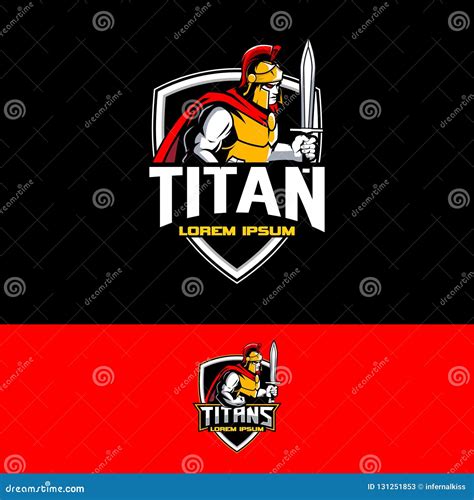 Titan Or Spartan Warrior Vector Shield Emblem Logo Template
