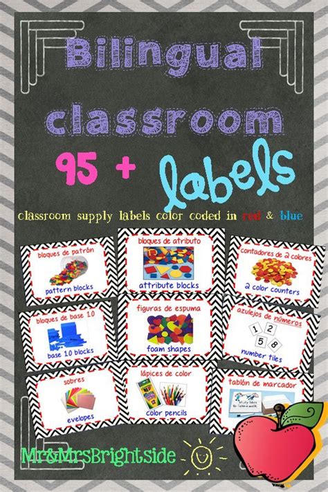 This Pack Contains 95 Labels Of Classroom Supplies For Dual Language