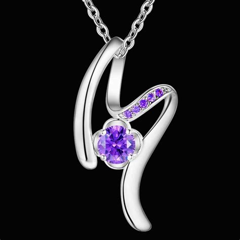 Sexy Purple Austrian Crystal M Letter Shape Women Wedding Necklace