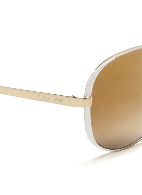 michael kors chelsea coated metal aviator sunglasses in white lyst
