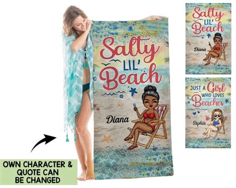 Personalized Towel Salty Lil Beach Beach Towel Selfie Etsy