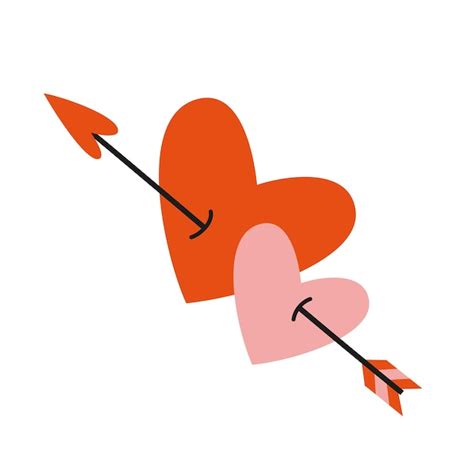 Zwei Herzen Durchbohrten Einen Pfeil Im Cartoon Stil Valentinstag