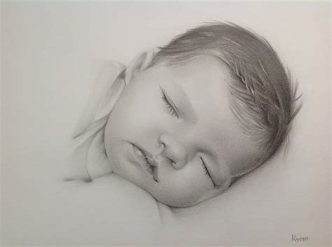 Newborn Baby Portrait Painting Realistic Pastel Painting Drawing Illustration Art