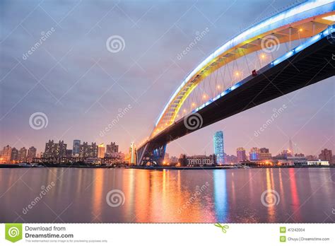 Shanghai Lupu Bridge Stock Photo Image Of Reflection 47242004