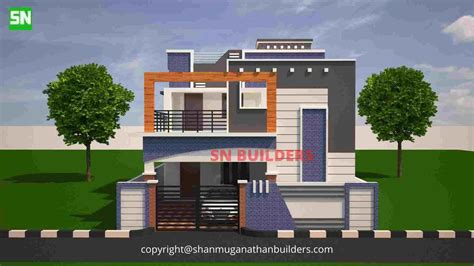 North Facing Exterior Front Elevation Design For The Two Storied Building One Floor House Plans