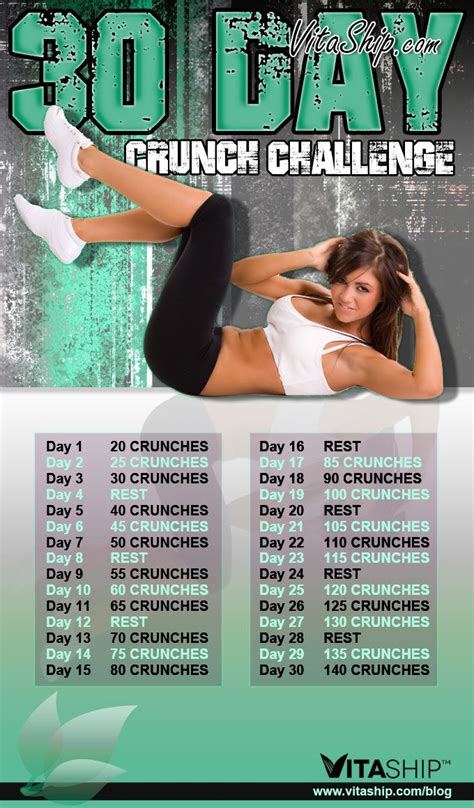 30 Day Crunch Challenge Crunch Challenge Workout Challenge Crunches