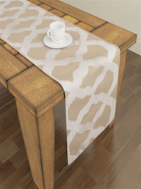 Buy S9home By Seasons Beige And Silver Coloured Printed Table Runner
