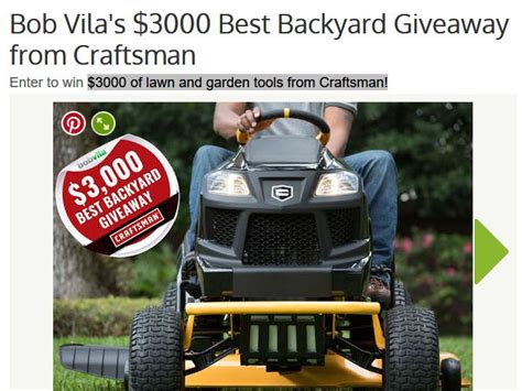Bob Vilas Craftsman 3000 Best Backyard Giveaway Sweepstakes