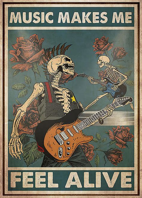 Music Skeleton Bass Guitar Music Makes Me Feel Alive Digital Art By