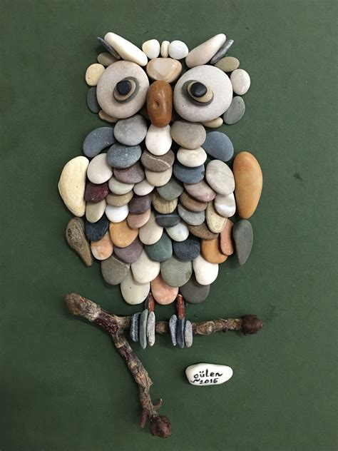 Pebble Art Owl By Gülen Pebble Art Crafts Rock Crafts