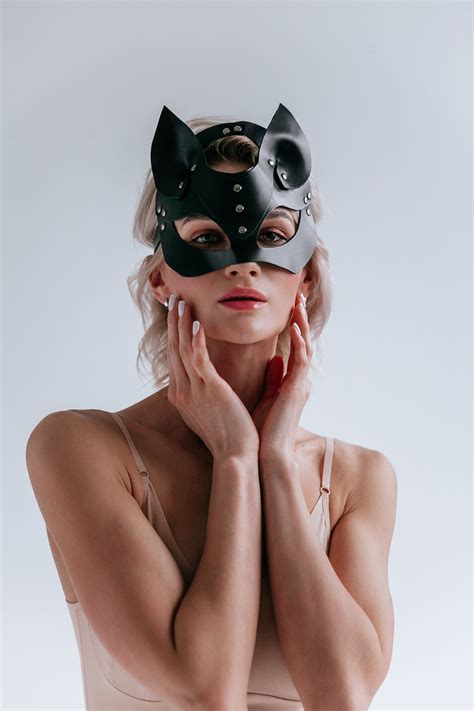 Bdsm Mask Cat Mask Goth Mask Bdsm Face Mask Black Leather Etsy