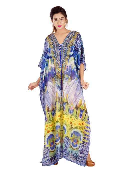 Beautiful Designer Kaftan Dress Long Caftan Dress For Beach Party Silk Kaftan Maxi Dress