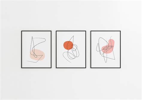 set of 3 wall art abstract minimal print modern abstract etsy