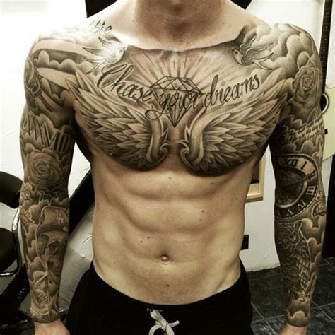 Stunning Full Sleeve And Chest Tattoo Designs