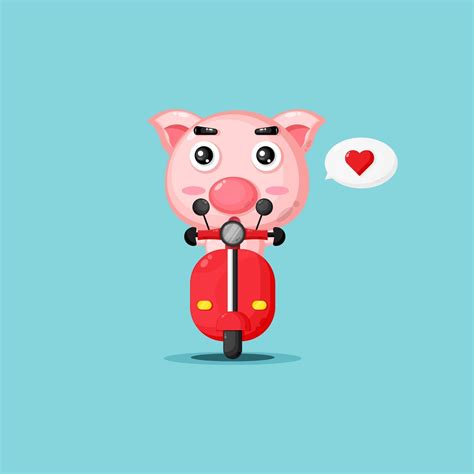 Cute Pig Riding Classic Motorbike 2149169 Vector Art At Vecteezy