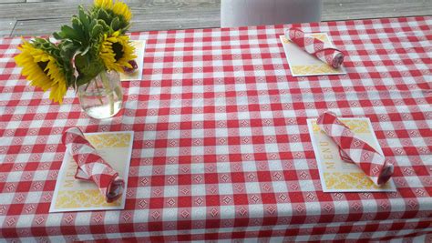 Red Checkered Tablecloths Check Sunflowers In Mason Jars Check Custom
