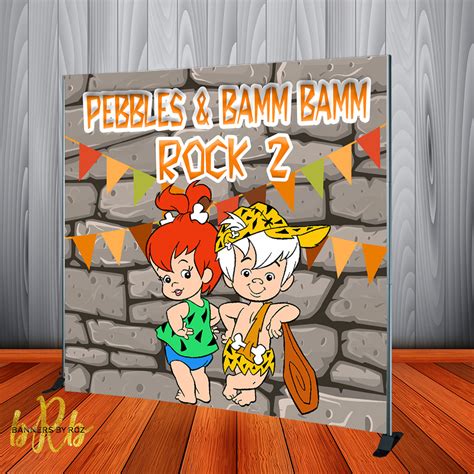 Bamm Bamm Pebbles Flintstones Party Backdrop Personalized Printed And Banners By Roz
