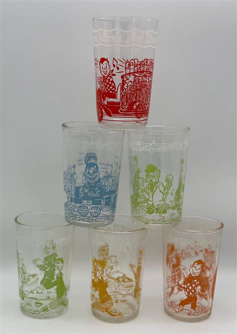 Vintage Set Of 6 Kraft Swanky Swig Juice Glasses Etsy