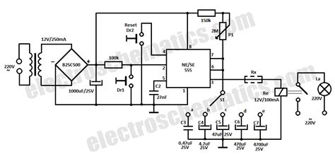 Time Delay Relay Circuit With 555