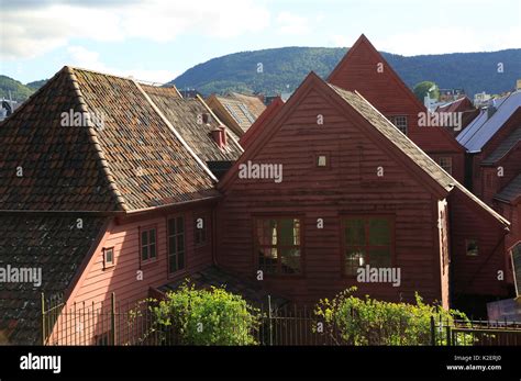 Historic Hanseatic League Wooden Buildings Bryggen Area Bergen Norway
