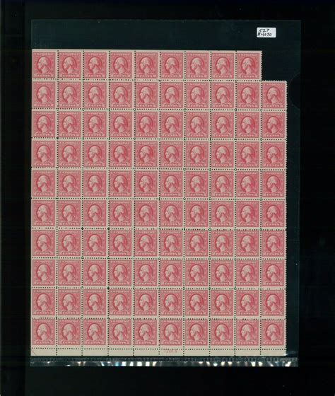 1918 United States Postage Stamps 527 Mint Near Full Sheet Plate No