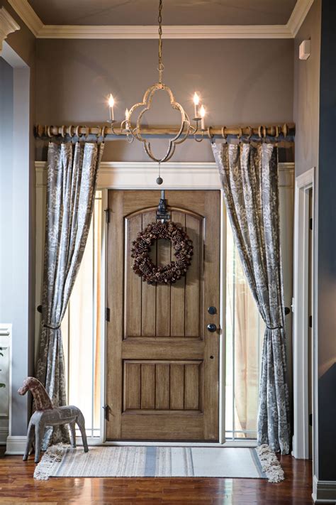 Curtains Over The Front Door Foyer Add Privacy And Style Chandelier By