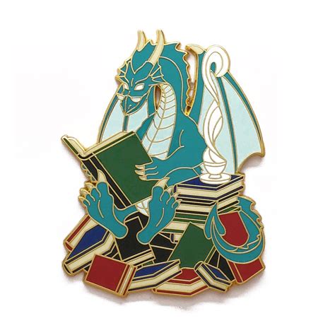 Book Dragon Pin Jumbo Pin 25 Inch Pin Hard Enamel Pin Etsy Book