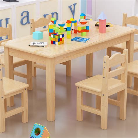 Wholesale Solid Wood Kindergarten Desk Rectangular Children Study Table