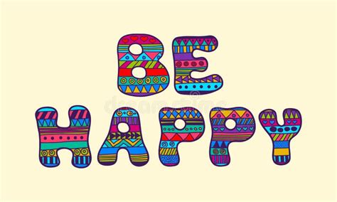 Be Happy Bright Hand Drawn Letters Doodle Stock Vector Illustration