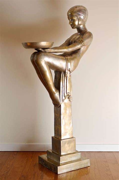 A Rare Art Deco Female Sculptural Figure And Pedestal At 1stdibs