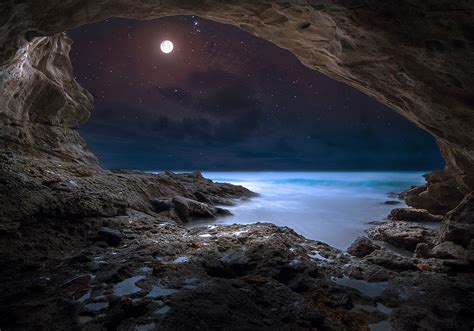 Night Cave Moonlight Photography Landscape Photography Beautiful