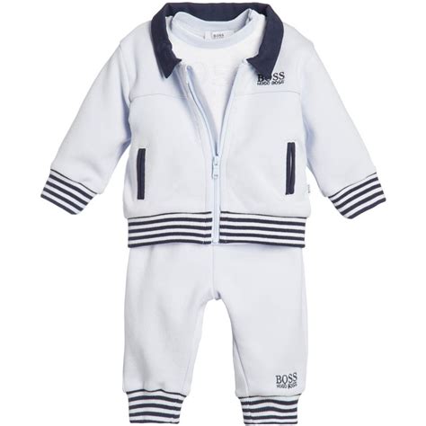 Baby Boys Pale Blue Tracksuit And Short Sleeved Top Set By Boss In A