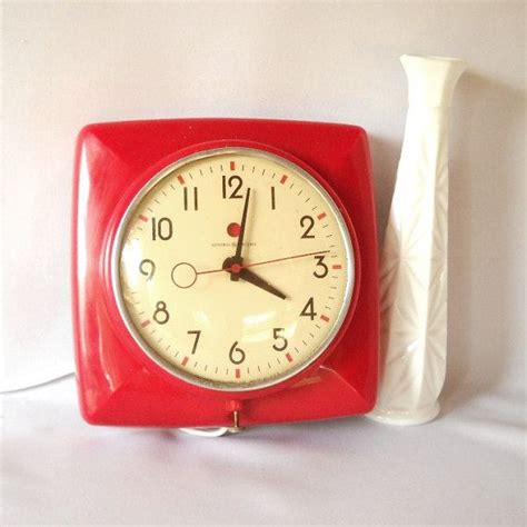 Vintage Red Wall Clock Retro Clock Red Plastic Clock 50s Etsy Red