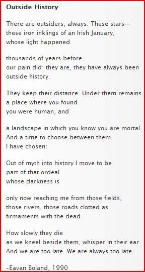 Outside History - Eavan Boland | Poetry Passion | Pinterest