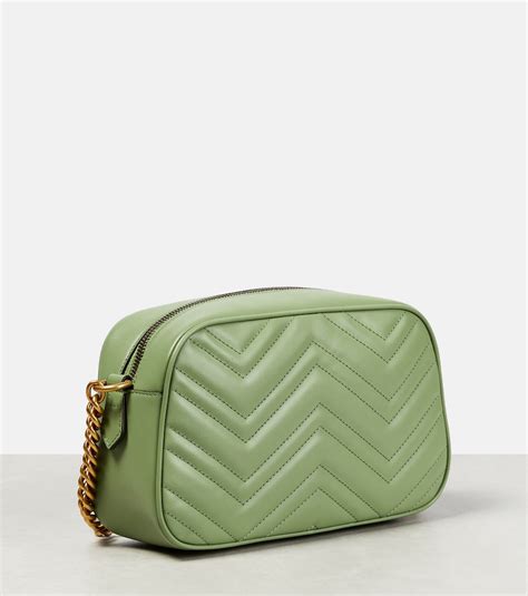 Gucci Gg Marmont Small Leather Shoulder Bag In Salamander Green Modesens