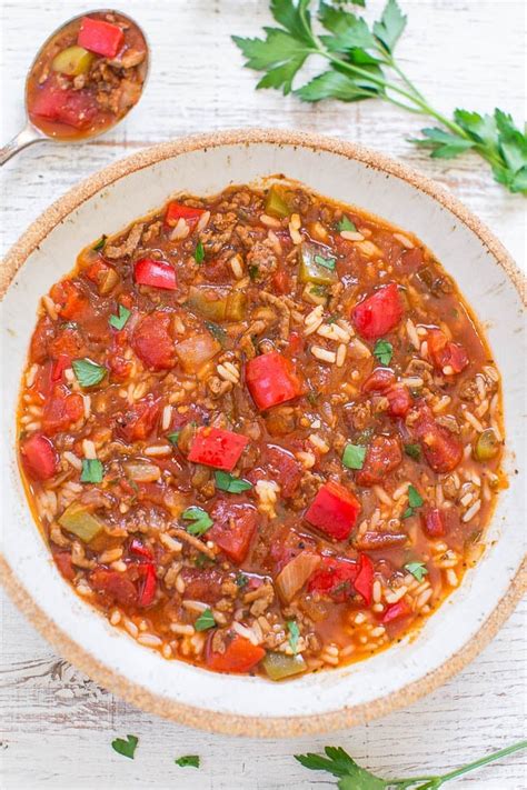 Slow Cooker Stuffed Pepper Soup Healthy Beef Meal Prep Recipes