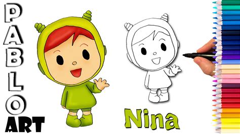 How To Draw Nina Pocoyo Step By Step Youtube