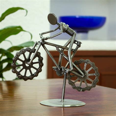 Upcycled metal auto part sculpture, 'Boy on a Bike' #Sponsored #auto, #ad, #metal, #Upcycled, # 